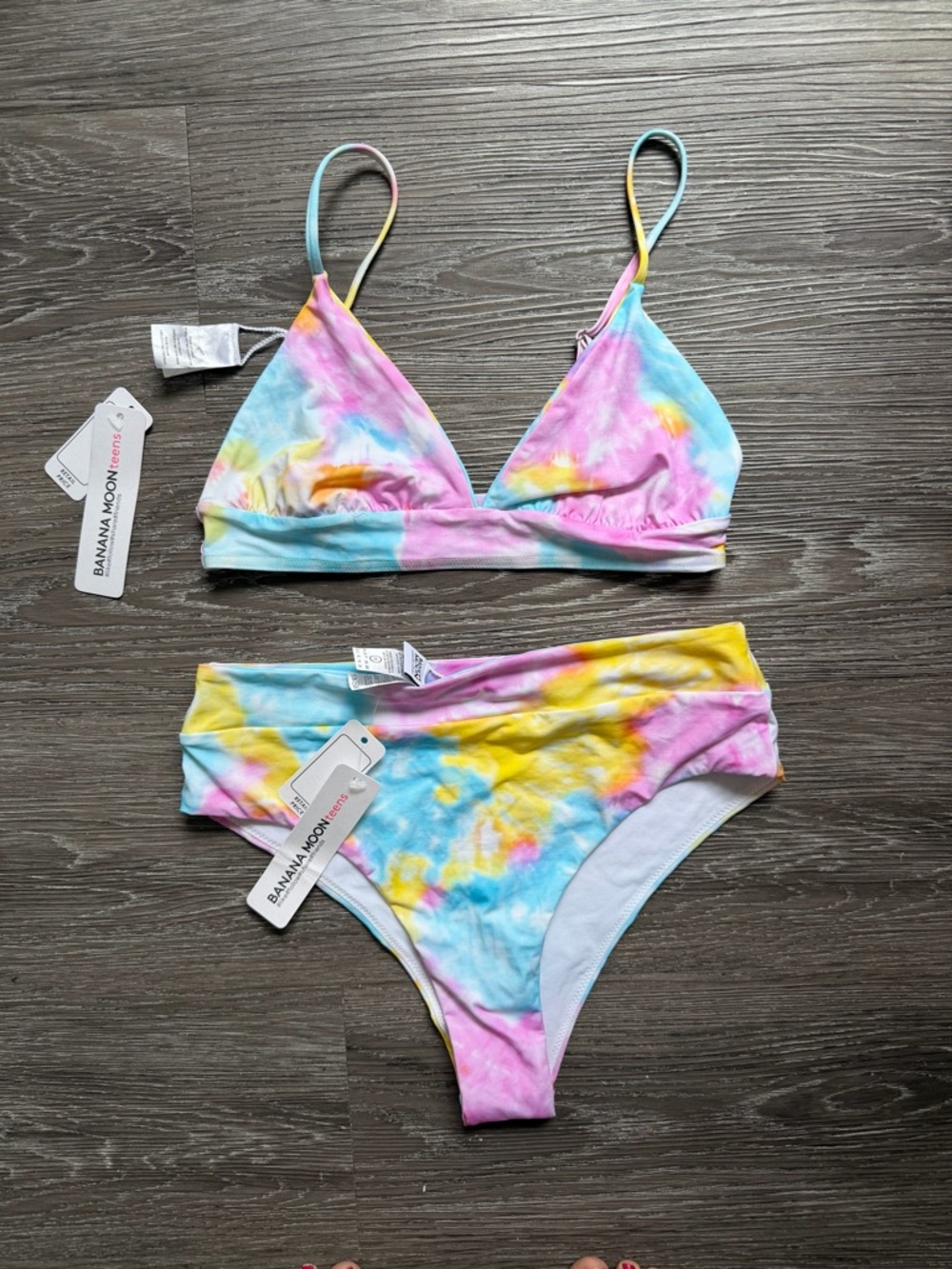 Banana Moon Pastel Tie-Dye Bikini Set - Pink, Blue & Yellow